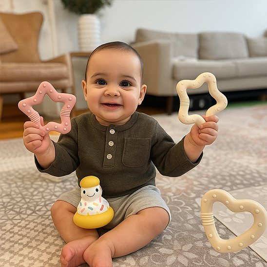 bebe jou avec Anneau de dentition blanc et rose