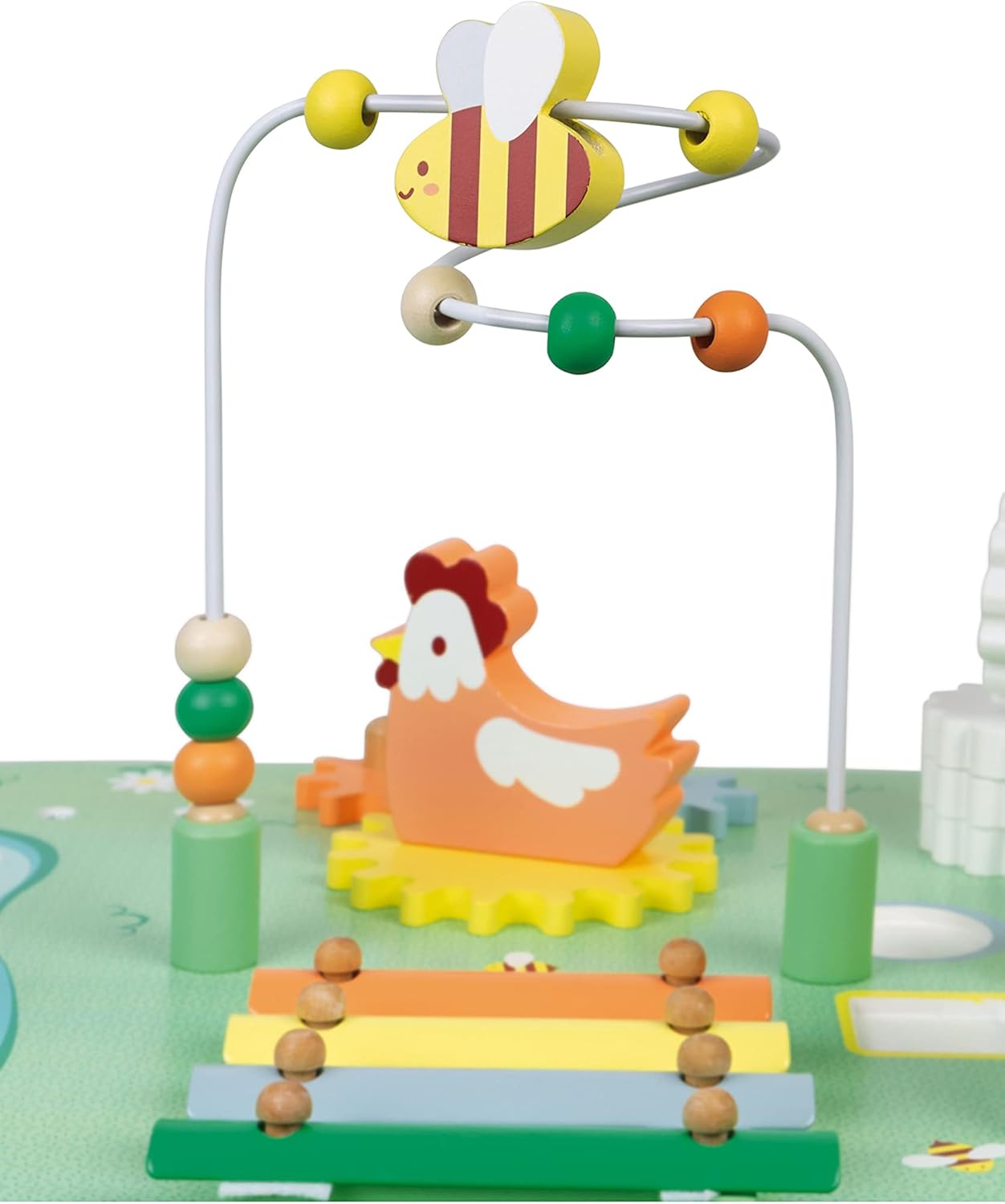 poule jouet table dactivitee en bois