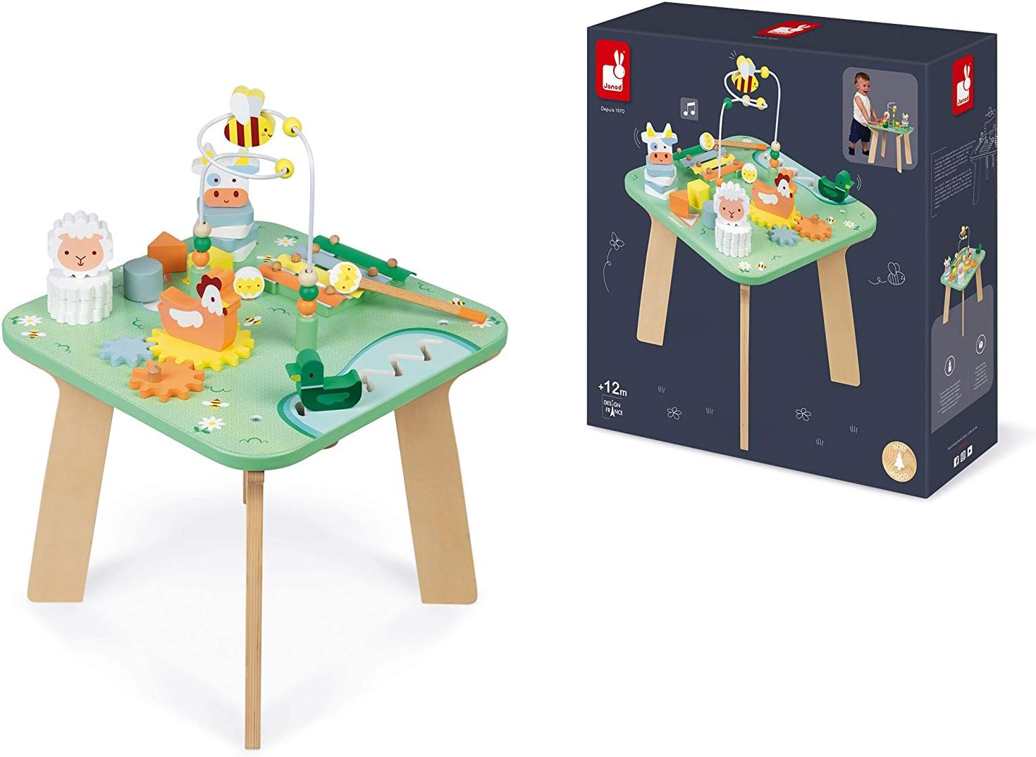 table dactivite en bois avec boites